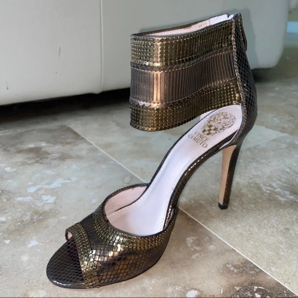 Vince Camuto Bronze Snakeskin Heels